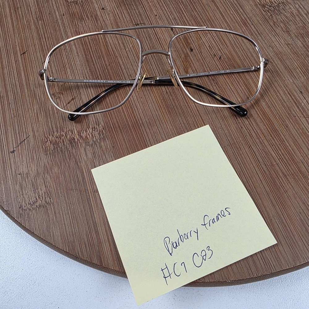 Burberry Mens Eyeglasses Frames B 3077 1189/73 Gold Aviator Full Rim 60-17-135 - Picture 13 of 13